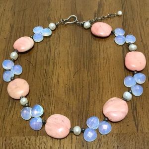 Vintage Pink Stone & Lavender Clear Bead Choker.